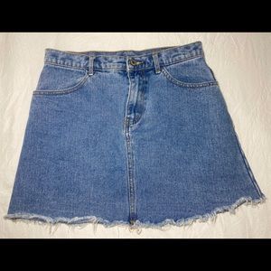 John Galt Frayed Jean Skirt